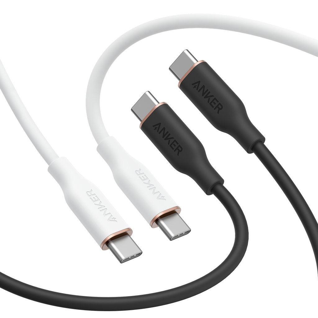 643 USB-C to USB-C Cable (Flow, Silicone, 240W, 2-Pack, Midnight Black)