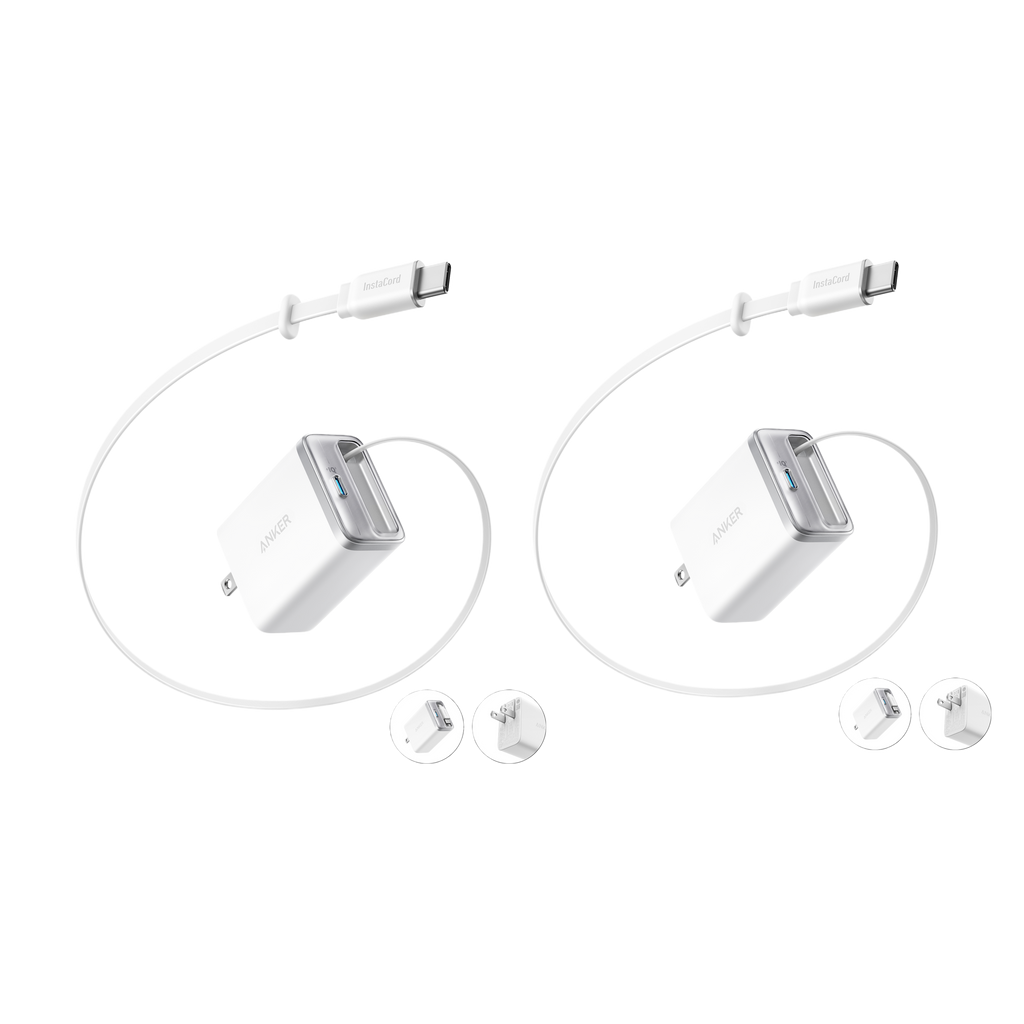 Nano Charger (35W, Built-In Retractable USB-C Cable) —2- Pack